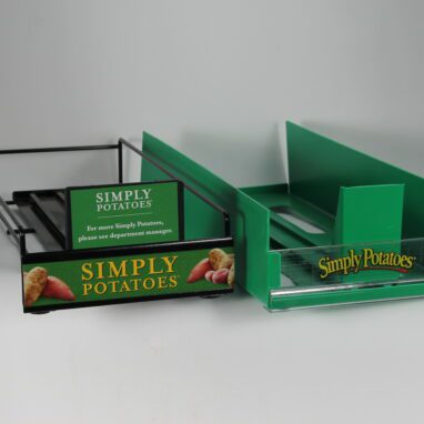 two pusher racks for Simply Potatoes products